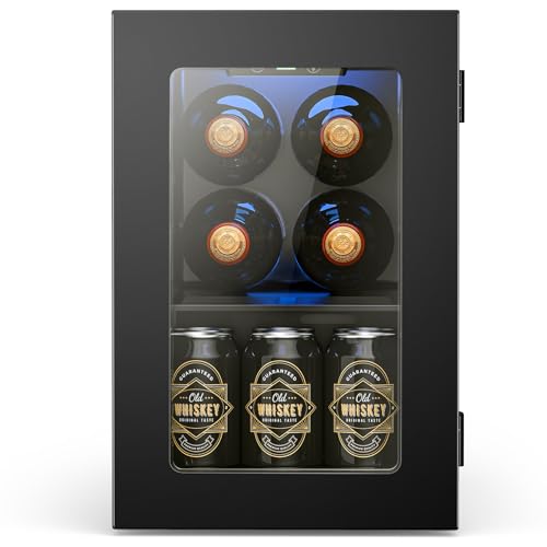 Electactic Wine Fridge Freestanding Counter-top, 24 Cans Wine Cellar Drink Cooler for Soda, Canned Beer, Adjustable Digita...