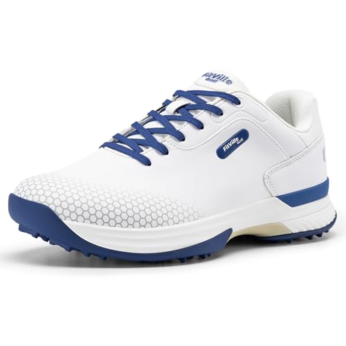FitVille Wide & Extra Wide Mens Golf Shoes Professional Outdoor Waterproof Spiked Golf Shoes for Men