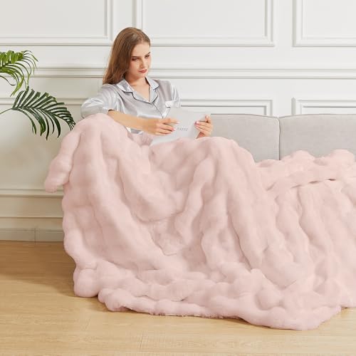 ORINOVA Pink Fluffy Blanket for Couch Living Room Faux Fur 50x60 Fuzzy Throw Blanket for Bed Soft Furry Bed Cozy Comforter...