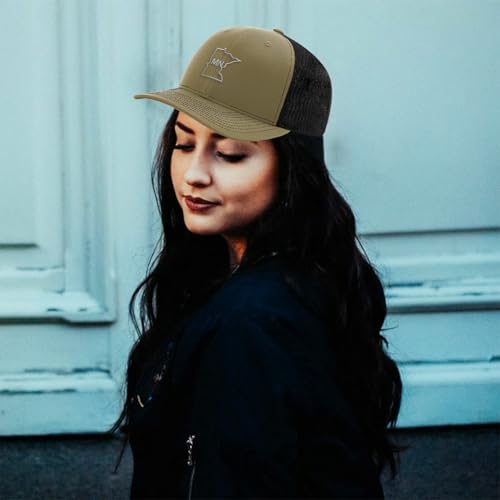 Richardson Mesh Cap Hat Embroidered Minnesota State Map Mn Embroidery Trucker Hats for Men & Women