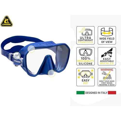 Cressi Adult Frameless Diving Mask - Wide View Mono Lens - Low Internal Volume - Pure Soft Silicone - Z2: Designed in Italy by Cressi