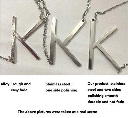 WIGERLON Stainless Steel Initial Letters Necklace for Women Color 18K Silver Plated from A-Z Letter R