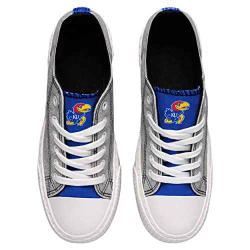 FOCO Kansas Jayhawks NCAA Womens Glitter Low Top Canvas Shoes - 8
