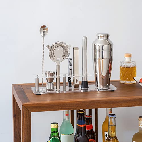 Btuqbu Cocktail Shaker Set with Arcylic Stand, Mixology Bartender Kit for Drink Mixing | Mixology Set with 7 Bar Set Tools...