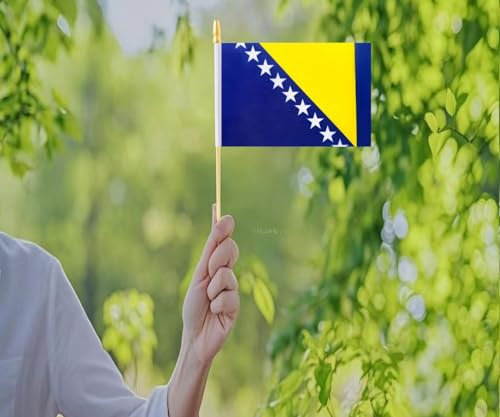 10 Pack Bosnia and Herzegovina Flags -BA Handheld Flag- 5x8 in,Bosnia Mini Flag. Suitable For Party Decorations, Store Dis...