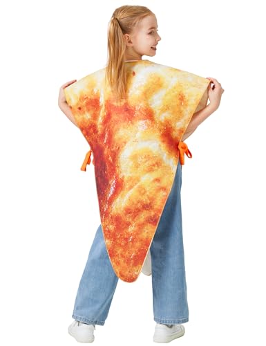 Aotiooy Pizza Costume for Kid, Halloween Pizza Slice Tunic Costume for Toddler Child Teens, Funny Food Cosplay Onesie, One...