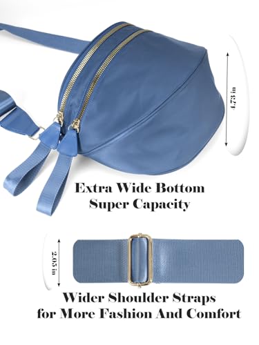 Pure Colour Crossbody Bag Bum Bag for Women,Spacious Purse Fanny Packs Belt Bag,Oversized Bum Bag (Colour Bum Bag-Monet Blue)