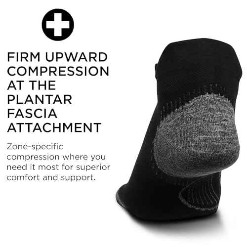 Feetures Plantar Fasciitis Relief Ultra Light Cushion Ankle Sock - Tab Socks with Heel Tab - Black, XLarge (3 Pair)