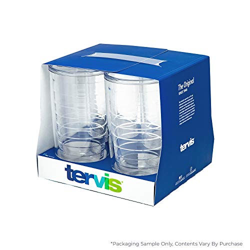 Tervis Clear & Colorful Tabletop Made in USA Double Walled Insulated Tumbler Travel Cup Keeps Drinks Cold & Hot, 16oz - 4p...