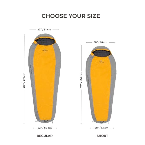 Teton 20F and 5F Degree Sleeping Bag; Lightweight, Warm Weather Mummy Sleeping Bags for Adults and Kids, Camping, Backpack...