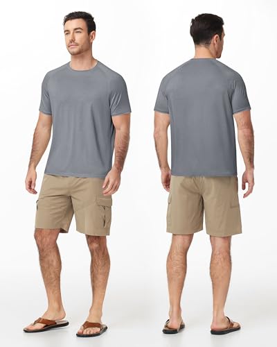 Runhit Mens Swim Shirts Short Sleeve UPF 50+ Sun Protection Rash Guard SPF UV Fishing Shirt Quick Dry Water T-Shirts
