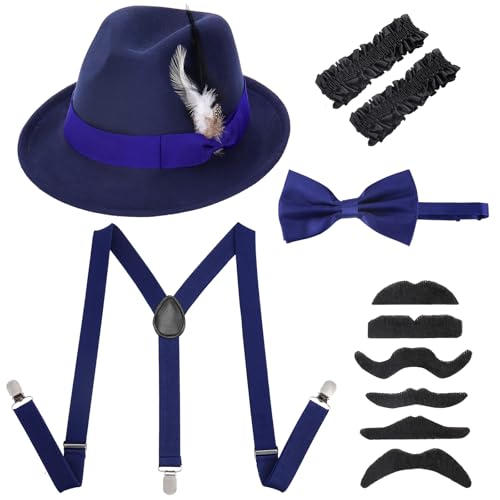 Ultrafun 1920s Mens Costume Retro Gatsby Gangster Accessories Set Fedora Hat Suspender Roaring 20s Costumes