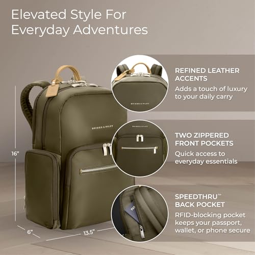Briggs & Riley Medium Backpack for Women & Men - Daypack for Work, Personal Item Travel Bag, Carry On Size, Lightweight & ...