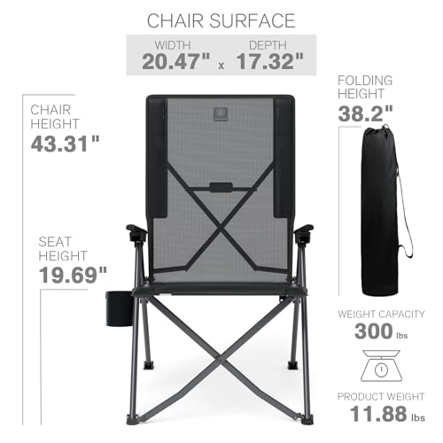 EVER ADVANCED Teslin Reclining Camping Chairs for Adult Lightweight, Portable Compact Folding Chair with Adjustable Back, ...