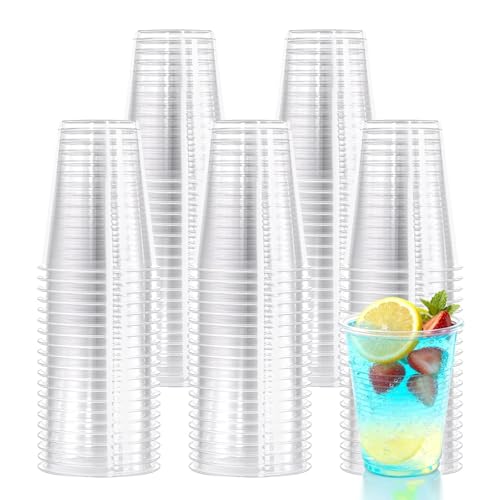 UPLIKSMEN 9 oz Plastic Cups,504 pack-Clear Disposable Drinking Cups, Water Cups for Cold beverages，Plastic Clear Cups for ...