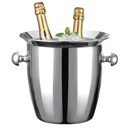 Ice Bucket, Large Ice Bucket for Parties, 5L Portable Stainless Steel Wine Buckets with Handle for Champagne, Beer, Cockta...