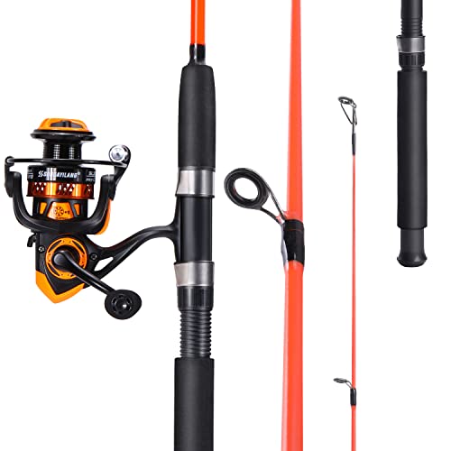 Sougayilang Catfish Fishing Rod and Reel Combo, 2-Piece Spinning Combo, Durable Graphite & Glass Blanks Fishing Pole for C...