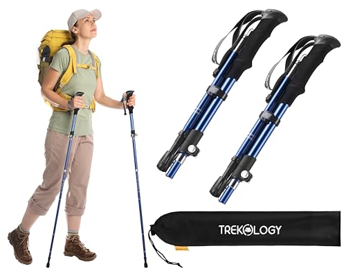 TREKOLOGY TREKZ SE 2pc Collapsible Hiking Stick - Lightweight, Foldable Retractable Trekking Poles for Men, Women & Senior...