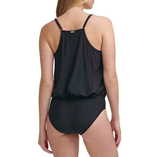 Calvin Klein Standard V-Neckline Blouson Wrap Shelf Bra One Piece Swimsuit