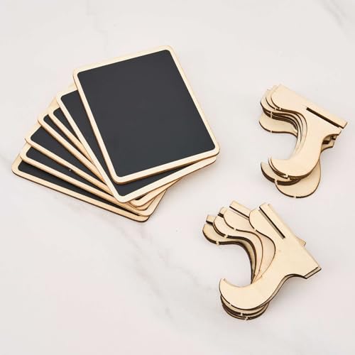 10 Pack Mini Chalkboard Signs with Easel Stand - Small Rectangle Food Labels for Party Buffet & Kitchen