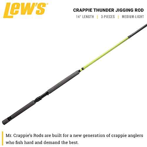 Lew's Crappie Thunder Jigging Fishing Rod, Medium Light Power, Fast Action, Premium Multi-Piece Graphite Blank, EVA Foam Handle, Crappie Thunder Green