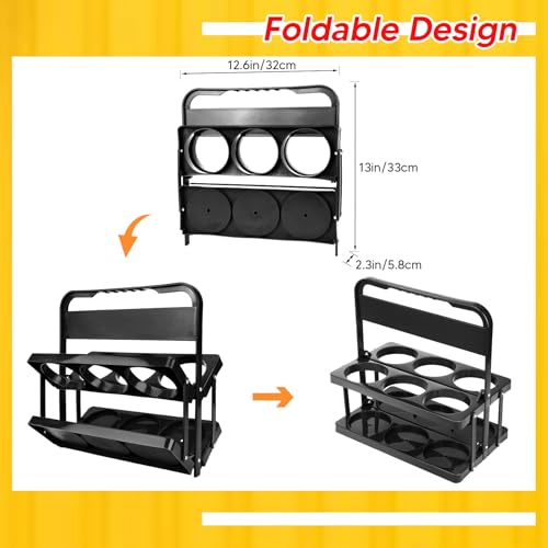 Reusable 6 Cup Drink Carrier with Handle and Insulated Bag for Hot and Cold Drink/Food, Foldable Plastic Cup Holder and La...