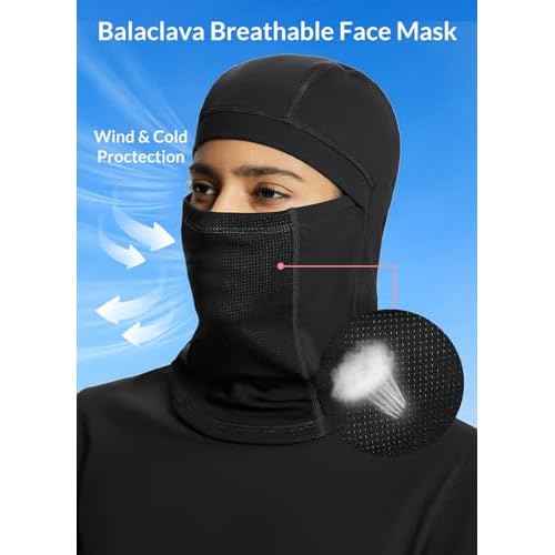 baleaf Thermal Long Sleeve Women Shirts Winter Clothes Cowl Neck Warm Fleece Base Layer Tops with Balaclava and Thumbholes
