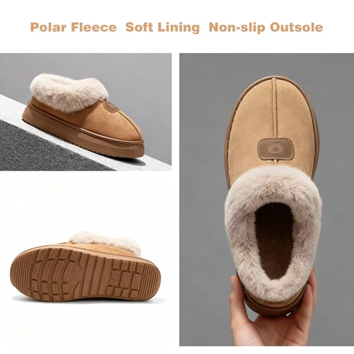 Cozy Slippers for Women Indoor and Outdoor Fuzzy House Shoes with Memory Foam Anti-Skid Sole Suitable for Women Mom Ladies
