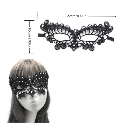 Hopodix Rhinestones Masquerade Mask for Women Black Lace Eyemask for Carnival Gothic masquerade party Venetian Mask Mardi ...