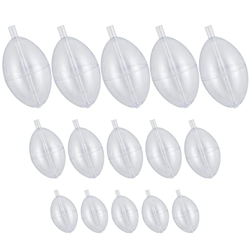 Alwonder Slip Bobbers Set for Fishing, 15PCS Fishing Slip Cast Spin Floats, 3 Sizes Clear Plastic Bobbers Kit, Oval Bubble...