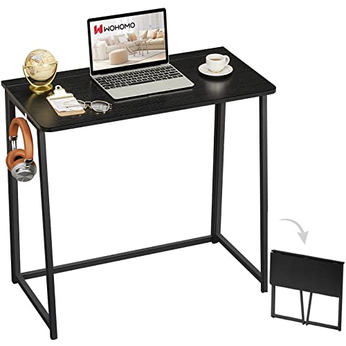 WOHOMO Folding Computer Desk, Small Writing Foldable Desk 31.5", Space-Saving Laptop Table, Easy Assemble Workstation for ...