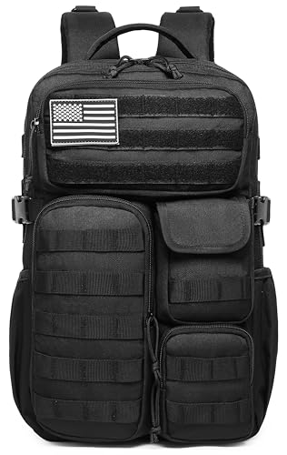 Wotony Tactical Backpack - Military waterproof backpack with multiple pockets and tactical gear for the outdoors (Black, 25L)