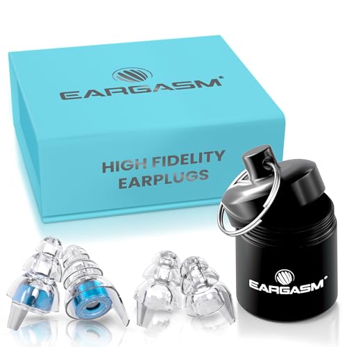 Eargasm High Fidelity Earplugs with Blue Filters - Reusable Noise Reduction Hearing Protection Ear-Plugs with Carrying Cas...