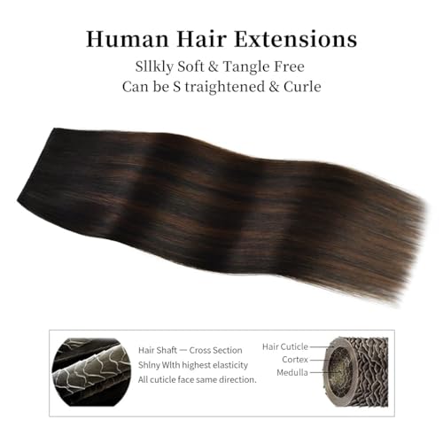 16 Inch Clip-in Hair Extensions Remy Human Hair for Women - Soft Handmade Real Human Hair Clip in Extensions, Straight, Thick, 125g 7pcs #(1BT4) P1B Color