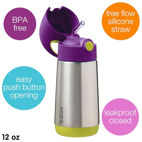 b.box 12 oz Insulated Water Bottle: Keeps Drinks Cold up to 8 Hours, Warm up to 6 Hours. Triple Wall Stainless Steel Kids ...