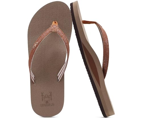 KUAILU Womens Arch Support Flip Flops Comfortable Yoga Mat Slip on Summer Beach Walking Thong Cushion Sandals