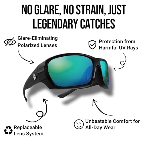 Fishing Glasses Pro Kit - Polarized Sunglasses With 4 Lenses for Clear Visibility in Offshore & Shallow Water - Eye Protec...