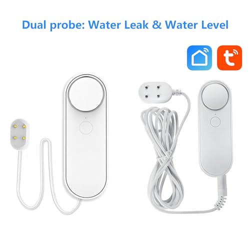 Mengshen WiFi Water Leak & Water Level Detector, 2-in-1 Tuya Smart Sensor Alarm Loud Volume APP Alert Monitoring with 6.5 ...