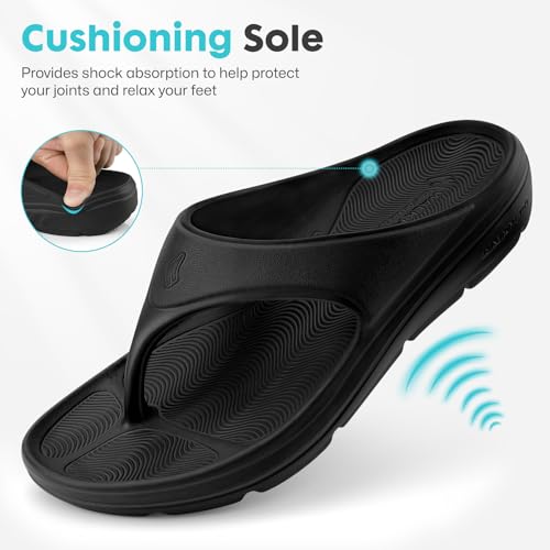 Walkhero Flip Flops for Men - Sandals Men with Arch Support, Non-Slip Sole, Durable, Cushioned Beach Sandals for Indoor & ...