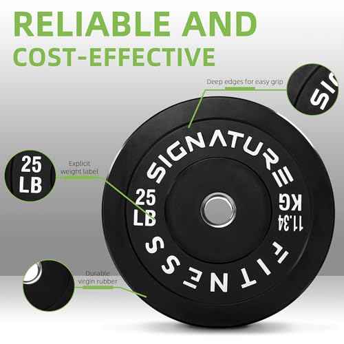 Fitvids Olympic Barbell 2-Inch Rubber Bumper Plate Weight Set for Strength Training, Multiple Options