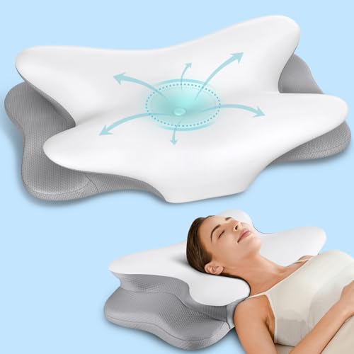 Cervical Neck Pillow for Pain Relief - Ergonomic Side Sleeper Pillow for Neck Support, Contour Pillow for Bed Sleeping, Co...