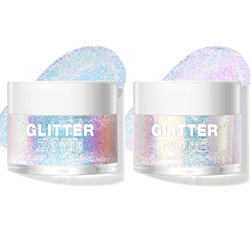 LANGMANNI Holographic Body Glitter Gel for Body, Face, Hair and Lip.Color Changing Glitter Gel Under Light. Vegan & Cruelt...