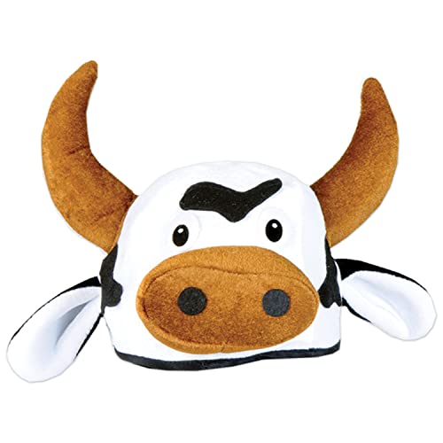 Beistle NoveltBeistle Unisex Plush Cow Head Hat – Western Themed Novelty Cap, Farm Animal Party Supplies, Halloween Costum...