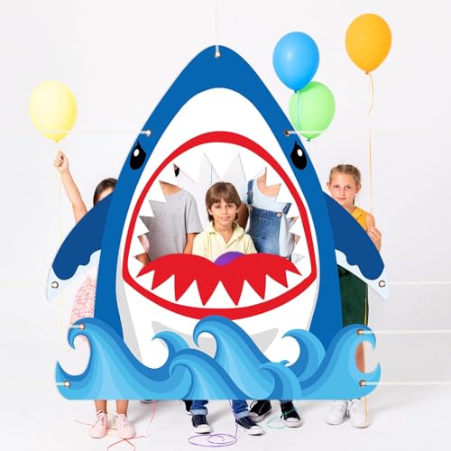 Shark Party Decorations Photography Backdrop Blue Shark Photo Booth for Boys Girls Under The Sea Theme Party Background Ba...