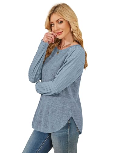 SAMPEEL Sweatshirt for Women Long Sleeve Shirts Crewneck Sweaters Fall Fashion Outfits 2025 Trendy Tunic Tops Plus Size