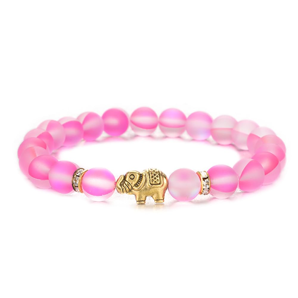 KSQS Elephant Yoga Healing Bracelet for Women, 8mm Natural Stone Chakra Bracelet Stress Relief Aromatherapy Essential Oil Diffus