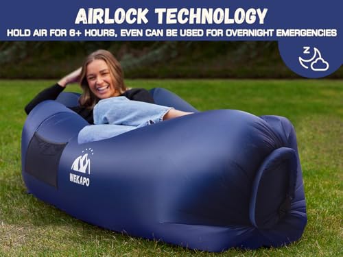 WEKAPO Inflatable Couch with Pump - Easiest Setup, Crazy Comfy & Ultralight - Blow up Lounger Chair Perfect for Hiking, Ca...