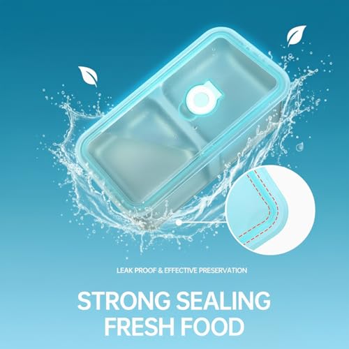 Antenat Reusable Stainless Steel Snack Containers with Lids (4PCS) –Double Compartment, Leak-Proof Food Containers with 2 ...