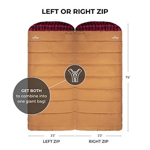 TETON Sports Deer Hunter Sleeping Bag, Warm and Comfortable Camping Sleeping Bag, Teton Tough Canvas Shell for Camping, Hu...