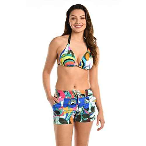 La Blanca Women's 3" Board Short Swimsuit Bottom, Multi//Sun Catcher, Large